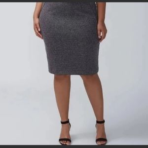 Lane Bryant Tweed Look Pencil Skirt w/ Leather Piping‎ Size 28 28W 3X 4X